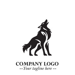 Wolf Logo Symbol in Black on the White Background Minimalist Wild Animal Vector Illustration
