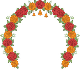 Floral Archway Gate with Bells Decorative Wedding Event Illustration