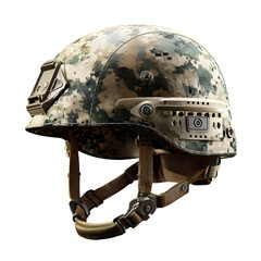 Tactical helmet camouflage protective headgear isolated on transparent background