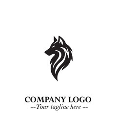 Wolf Logo Symbol in Black on the White Background Minimalist Wild Animal Vector Illustration