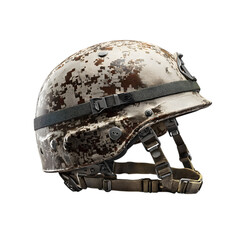 Tactical helmet camouflage protective headgear isolated on transparent background