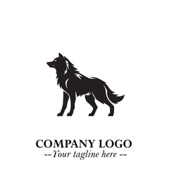 Wolf Logo Symbol in Black on the White Background Minimalist Wild Animal Vector Illustration