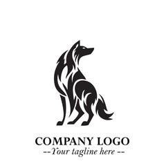 Wolf Logo Symbol in Black on the White Background Minimalist Wild Animal Vector Illustration