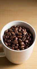 Fototapeta premium Coffee Beans in White Mug