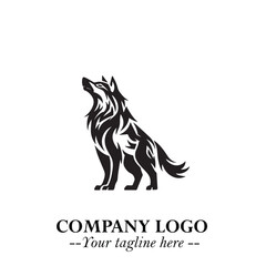 Wolf Logo Symbol in Black on the White Background Minimalist Wild Animal Vector Illustration