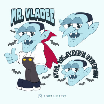 Mr Vladee Vampire Vintage Cartoon Halloween