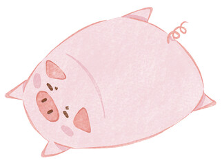 Cute Watercolor Pig Lying Down and Sleeping