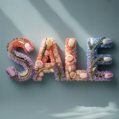 Sale banner. fresh flowers background
