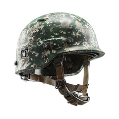 Tactical helmet camouflage protective headgear isolated on transparent background