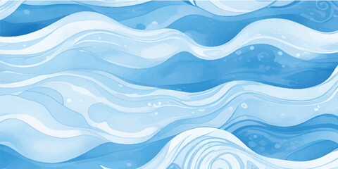 Tranquil Abstract Blue and Green Watercolor Ocean Wave Texture Background with Soft Fluid Layers, Calm Sea Flow, and Serene Marine Gradient for Peaceful Design Concepts