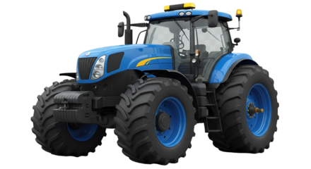 Modern Blue Tractor with Large Tires