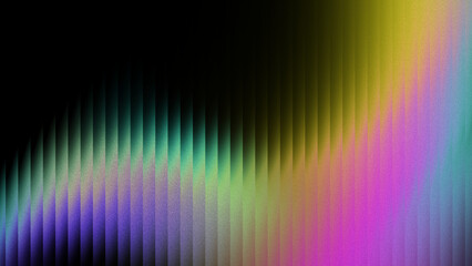 Abstract colorful smooth gradient refracted glass texture with grain effect. Trendy futuristic ribbed texture for tech background, header, cover, poster, backdrop.	