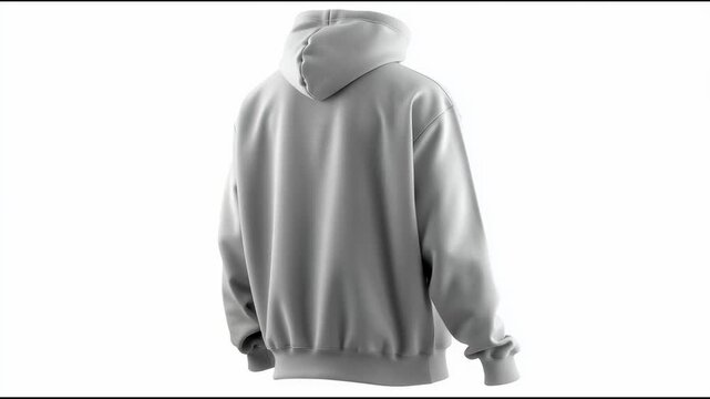 Light grey zip up hoodie, solid color, front view, studio lights, isolated on white. Gray drawstring hoodie, isolated on white, front view, clean studio style.