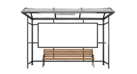 Bus Stop Shelter with Blank Billboard and Bench