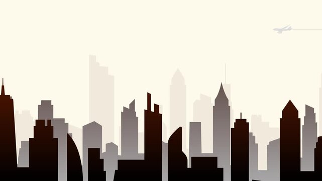 City skyline daytime parallax zoom with clouds