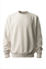 Plain cotton sweatshirt with ribbed cuffs, neutral tone, isolated on white, high-resolution.