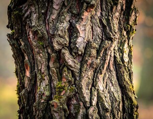 Deep Textured Bark of Ancient Oak Tree with Earthy Colors