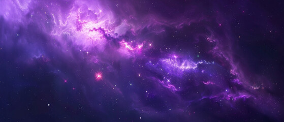 Obraz premium An expansive nebula with a vibrant display of cosmic purple and celestial starlight
