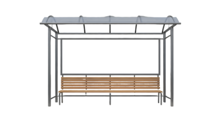Bus Stop Shelter with Bench and Blank Billboard