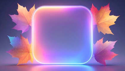 autumn leaves neon frame background