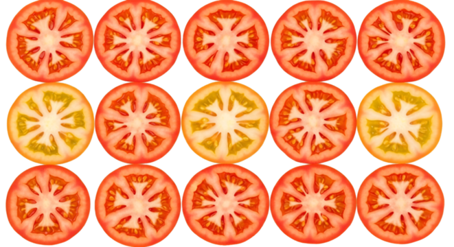 Sliced Tomatoes in a Grid Pattern