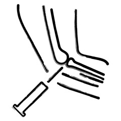 meniscal icon, brush strokes, vector illustration on white background.