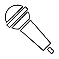 microphone icon, brush strokes, vector illustration on white background.