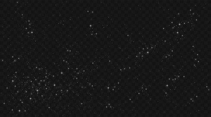 Obraz premium Starry night background with shimmer effects and bokeh light particles on dark surface - scattered bright points in cosmic atmosphere. Celestial texture elements for astronomy or magical designs.