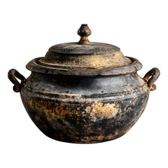 Rusty cooking pot isolated on transparent background