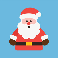 santa claus cute flat vector illustration, cartoon father christmas character, happy santa with beard icon, kawaii style santa mascot, christmas celebration clipart