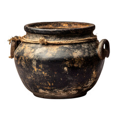 Rusty cooking pot isolated on transparent background