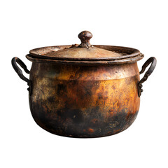 Rusty cooking pot isolated on transparent background