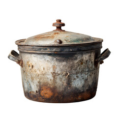 Rusty cooking pot isolated on transparent background
