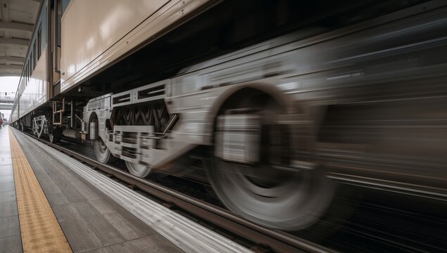 Motion Blur at the Terminal The Essence of Rapid Transit, Silver Wheels Turning.
