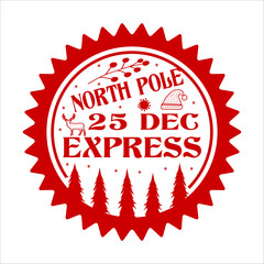  North Pole 25 Dec Express Christmas Shirt Design vector merry Christmas, December, Red, Custom, holiday, holiday, stamp, delivery, mail, north