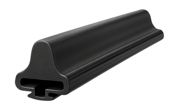 Rubber seal for sliding patio doors, minimizing noise and blocking drafts on balconies.