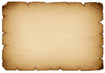 Isolated Old Parchment Paper with Burned Edges for Treasure Map or Pirate Document