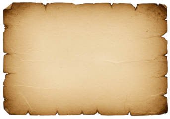 Isolated Old Parchment Paper with Burned Edges for Treasure Map or Pirate Document