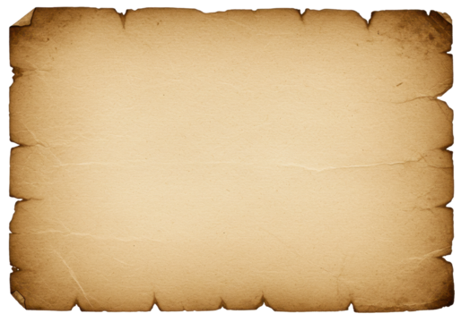 Isolated Old Parchment Paper with Burned Edges for Treasure Map or Pirate Document