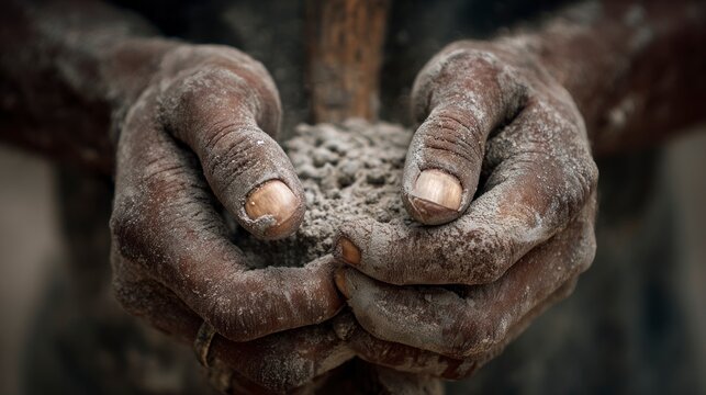 Dirty hands holding dirt