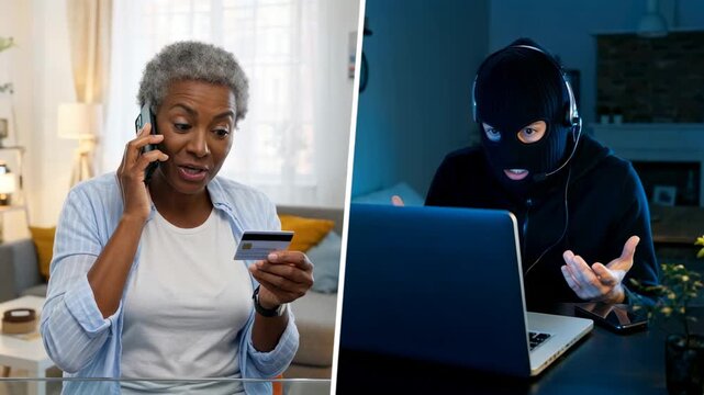 Social Engineering Phone Scam Concept &ndash; Online Fraud and Data Theft