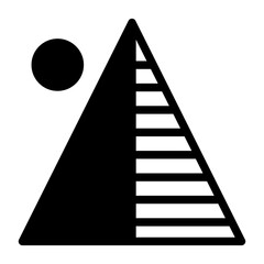 Ancient Egyptian Pyramid and Sun Landmark Glyph Icon. Vector Graphic of a Great Pyramid of Giza with a Sun or Moon, Representing History, Travel, and Ancient Civilization for Educational Materials