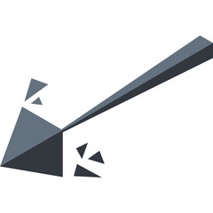 Abstract Geometric Shape with Sharp Edges and Shards Emerging on a White Background