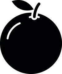 Silhouette of an orange with a leaf simple flat vector illustration isolated on white background