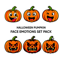 Halloween Pumpkin face vector Set pack  