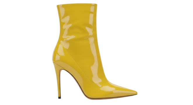 Shiny Yellow Stiletto Ankle Boot