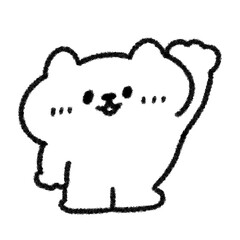 左手を上げてはーいとするゆるかわいいねこのイラスト (モノクロ)