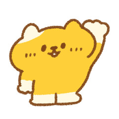 左手を上げてはーいとするゆるかわいいねこのイラスト