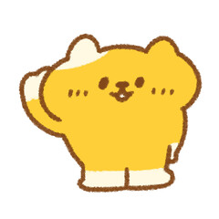 右手を上げてはーいとするゆるかわいいねこのイラスト