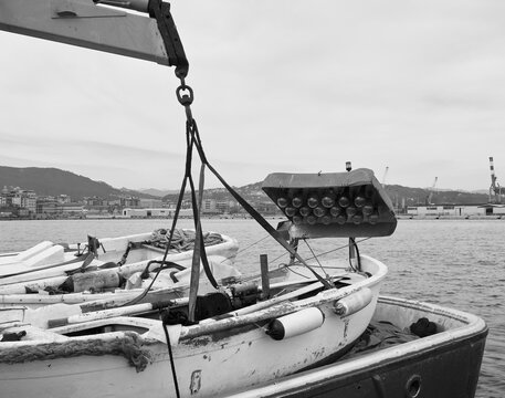 Fishing boat with lamp in La Spezia, Italy